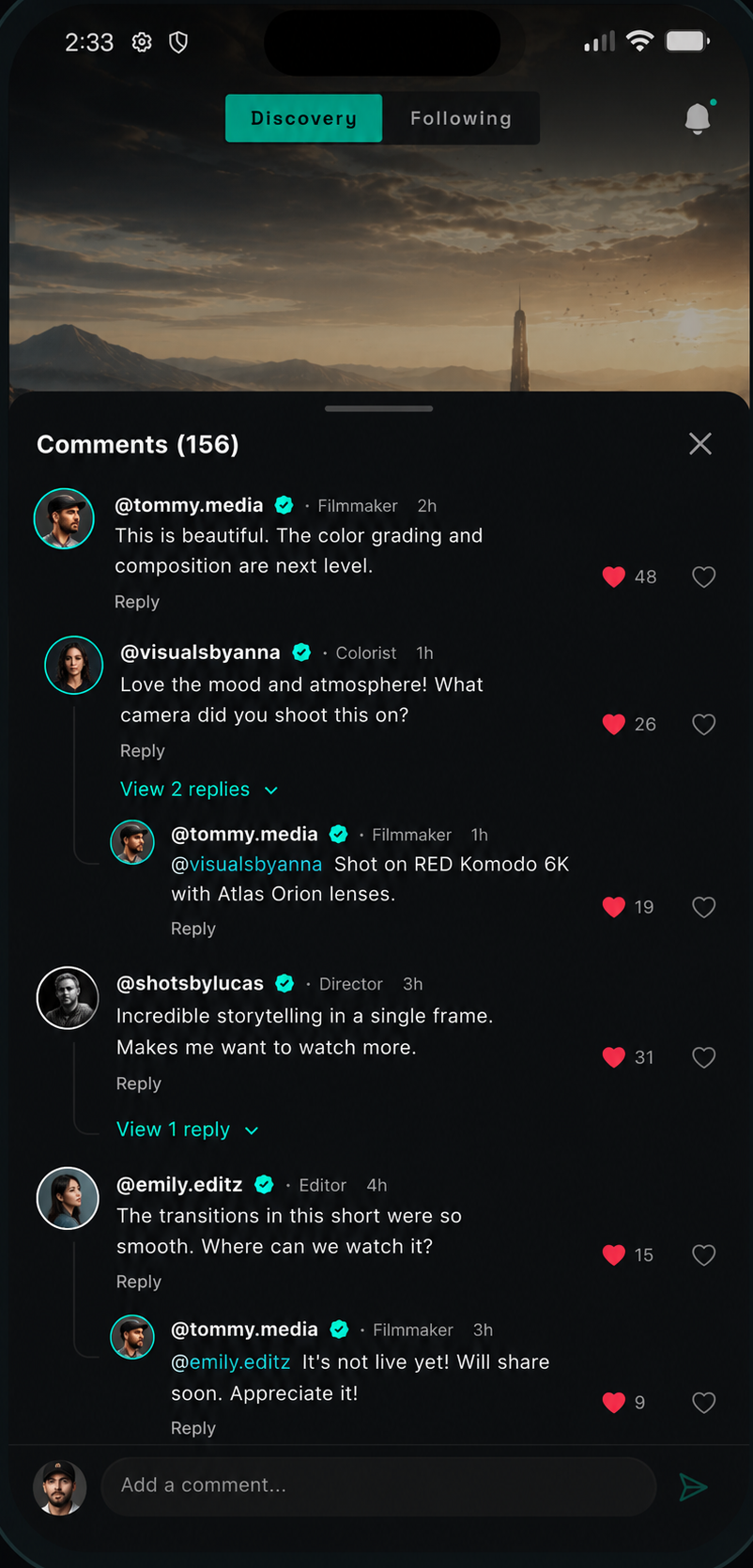 Film Circle project comments